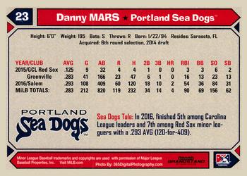 2017 Grandstand Portland Sea Dogs #NNO Danny Mars Back