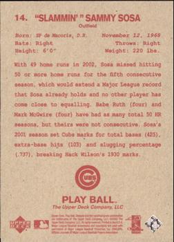 2003 Upper Deck Play Ball - Red Backs #14 Sammy Sosa Back