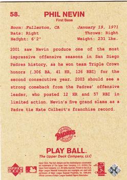 2003 Upper Deck Play Ball - Red Backs #58 Phil Nevin Back