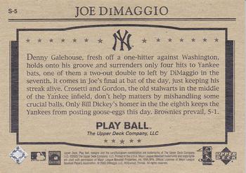 2003 Upper Deck Play Ball - Yankee Clipper 1941 Streak #S-5 Joe DiMaggio Back