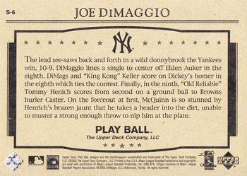 2003 Upper Deck Play Ball - Yankee Clipper 1941 Streak #S-6 Joe DiMaggio Back