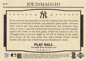 2003 Upper Deck Play Ball - Yankee Clipper 1941 Streak #S-17 Joe DiMaggio Back
