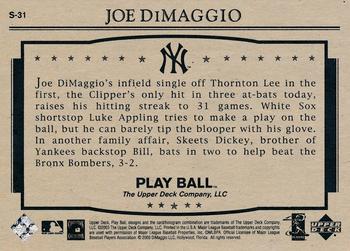 2003 Upper Deck Play Ball - Yankee Clipper 1941 Streak #S-31 Joe DiMaggio Back
