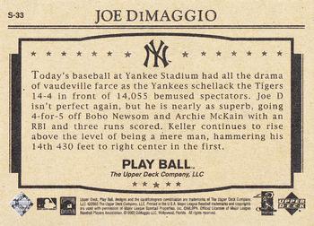 2003 Upper Deck Play Ball - Yankee Clipper 1941 Streak #S-33 Joe DiMaggio Back