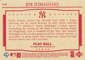 2003 Upper Deck Play Ball - Yankee Clipper 1941 Streak #S-49 Joe DiMaggio Back