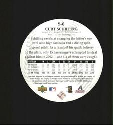 2003 Upper Deck Standing O! - Die Cuts #S-6 Curt Schilling Back