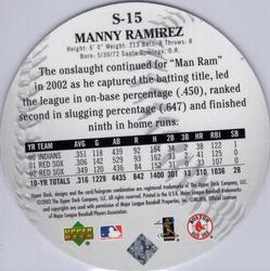 2003 Upper Deck Standing O! - Die Cuts #S-15 Manny Ramirez Back