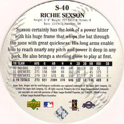 2003 Upper Deck Standing O! - Die Cuts #S-40 Richie Sexson Back