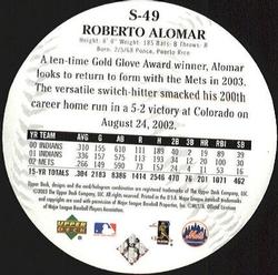 2003 Upper Deck Standing O! - Die Cuts #S-49 Roberto Alomar Back