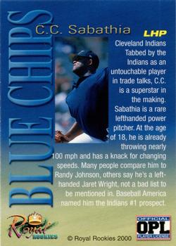 2000 Royal Rookies Futures - Blue Chips Limited Edition #NNO C.C. Sabathia Back
