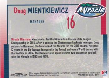 2017 Grandstand Fort Myers Miracle #NNO Doug Mientkiewicz Back