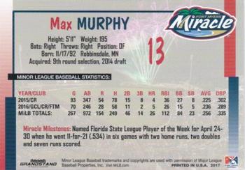 2017 Grandstand Fort Myers Miracle #NNO Max Murphy Back