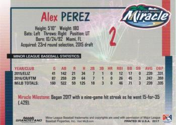 2017 Grandstand Fort Myers Miracle #NNO Alex Perez Back