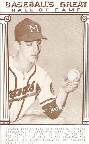 1977 Baseball's Great Hall of Fame Exhibits #NNO Warren Spahn Front