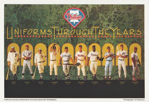 1992 Medford Philadelphia Phillies Photocards #NNO Phillies Uniforms Through the Years Front