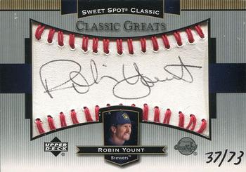 2003 Upper Deck Sweet Spot Classic - Autographs Black Ink #CG-RY Robin Yount Front
