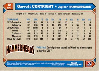 2017 Grandstand Jupiter Hammerheads #NNO Garrett Cortright Back