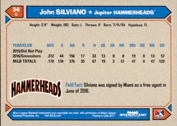 2017 Grandstand Jupiter Hammerheads #NNO John Silviano Back