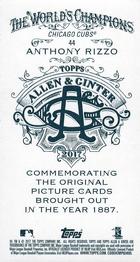 2017 Topps Allen & Ginter - Mini Gold Border #44 Anthony Rizzo Back