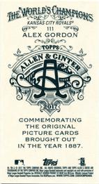 2017 Topps Allen & Ginter - Mini A & G Back #111 Alex Gordon Back