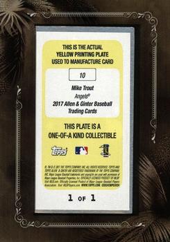 2017 Topps Allen & Ginter - Mini Framed Printing Plates Yellow #10 Mike Trout Back