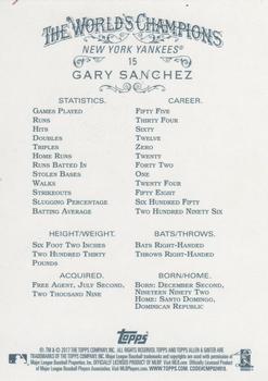 2017 Topps Allen & Ginter - Foil #15 Gary Sanchez Back