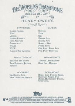 2017 Topps Allen & Ginter - Foil #87 Henry Owens Back