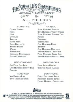 2017 Topps Allen & Ginter - Foil #194 A.J. Pollock Back
