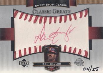 2003 Upper Deck Sweet Spot Classic - Autographs Red Ink #CG-DB Don Baylor Front