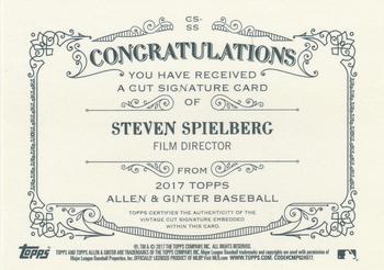 2017 Topps Allen & Ginter - Cut Signatures #CS-SS Steven Spielberg Back