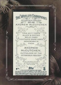 2017 Topps Allen & Ginter - Framed Mini Relics #MR-AM Andrew McCutchen Back