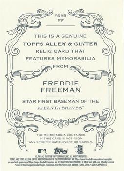 2017 Topps Allen & Ginter - Full-Size Design B Relics #FSRB-FF Freddie Freeman Back