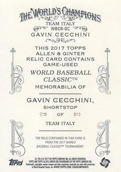 2017 Topps Allen & Ginter - World Baseball Classic Relic Full-Size #WBCR-GC Gavin Cecchini Back
