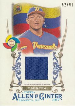 2017 Topps Allen & Ginter - World Baseball Classic Relic Full-Size #WBCR-MCB Miguel Cabrera Front