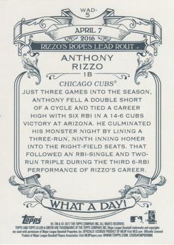 2017 Topps Allen & Ginter - What a Day! #WAD-5 Anthony Rizzo Back
