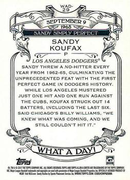 2017 Topps Allen & Ginter - What a Day! #WAD-29 Sandy Koufax Back