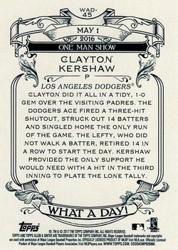 2017 Topps Allen & Ginter - What a Day! #WAD-45 Clayton Kershaw Back