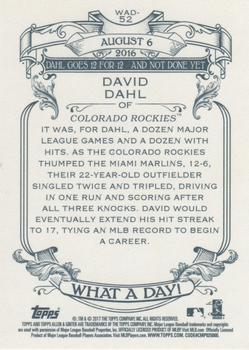 2017 Topps Allen & Ginter - What a Day! #WAD-52 David Dahl Back