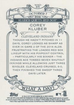 2017 Topps Allen & Ginter - What a Day! #WAD-85 Corey Kluber Back