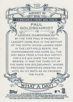 2017 Topps Allen & Ginter - What a Day! #WAD-100 Paul Goldschmidt Back