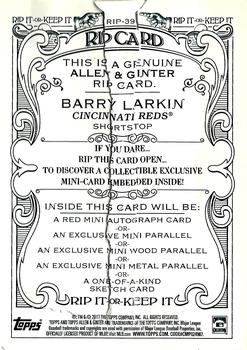 2017 Topps Allen & Ginter - Rip Cards #RIP-39 Barry Larkin Back