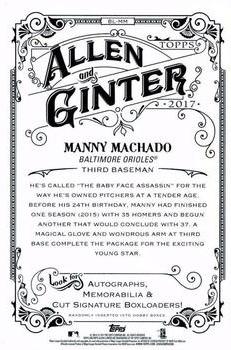 2017 Topps Allen & Ginter - Box Loader #BL-MM Manny Machado Back