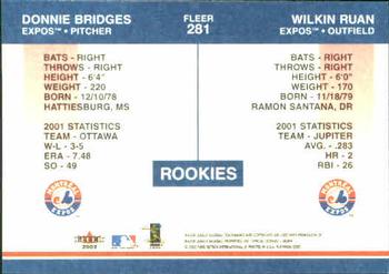 2002 Fleer Platinum #281 Donnie Bridges / Wilkin Ruan Back
