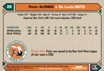 2017 Grandstand Florida State League Top Prospects #NNO Peter Alonso Back