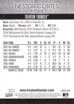 2017 Choice Trenton Thunder #10 Nestor Cortes Back