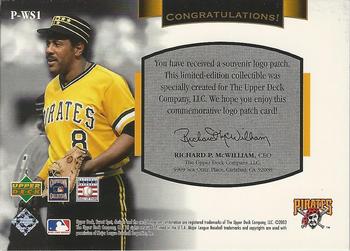 2003 Upper Deck Sweet Spot Classic - Patch Cards #P-WS1 Willie Stargell Back