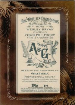 2017 Topps Allen & Ginter - Mini Framed Non-Baseball Autographs #MA-WB Wesley Bryan Back
