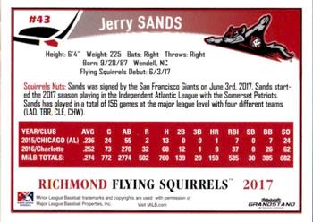 2017 Grandstand Richmond Flying Squirrels #NNO23 Jerry Sands Back