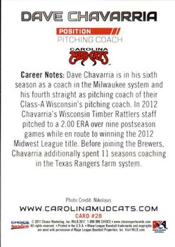 2017 Choice Carolina Mudcats #28 Dave Chavarria Back