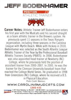 2017 Choice Carolina Mudcats #35 Jeff Bodenhamer Back